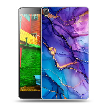 Силиконовый чехол на Lenovo Phab с принтом синий мрамор