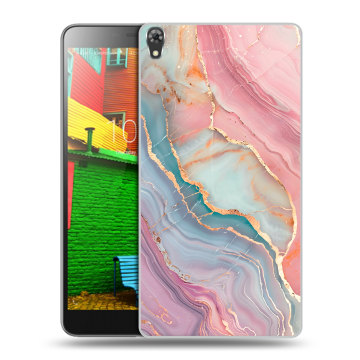 Силиконовый чехол на Lenovo Phab с принтом розовый мрамор