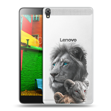 Силиконовый чехол на Lenovo Phab с принтом Львы Силиконовый чехол на Lenovo Phab с принтом Львы