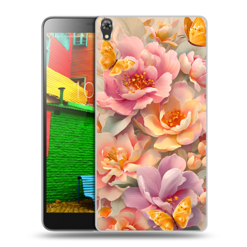 Силиконовый чехол на Lenovo Phab с принтом Цветы и бабочки Силиконовый чехол на Lenovo Phab с принтом Цветы и бабочки