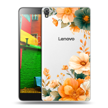 Силиконовый чехол на Lenovo Phab с принтом Цветы принт Силиконовый чехол на Lenovo Phab с принтом Цветы принт