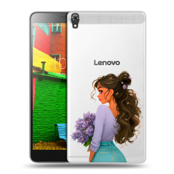 Силиконовый чехол на Lenovo Phab с принтом девушка цветы Силиконовый чехол на Lenovo Phab с принтом девушка цветы