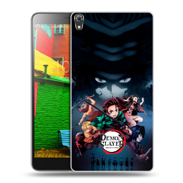 Силиконовый чехол на Lenovo Phab с принтом Demon Slayer Клинок рассекающий демонов
