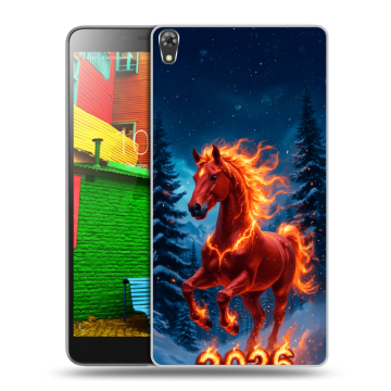 Силиконовый чехол на Lenovo Phab с принтом Новый год коня Силиконовый чехол на Lenovo Phab с принтом Новый год коня