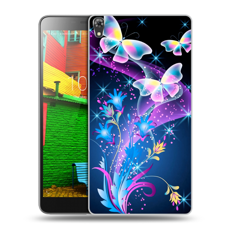 Силиконовый чехол на Lenovo Phab с принтом Бабочки Силиконовый чехол на Lenovo Phab с принтом Бабочки
