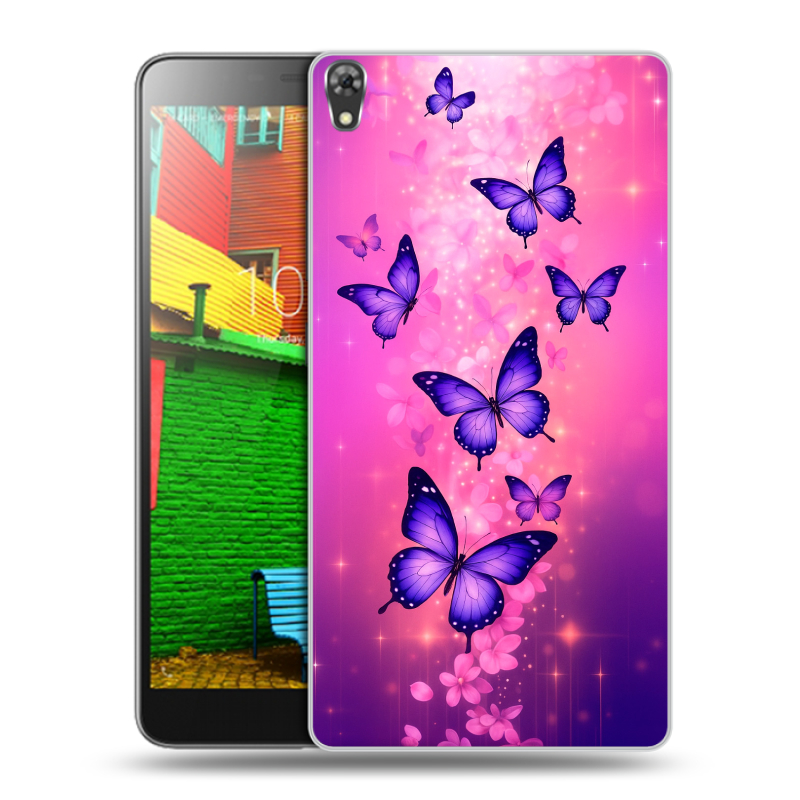 Силиконовый чехол на Lenovo Phab с принтом Бабочки Силиконовый чехол на Lenovo Phab с принтом Бабочки