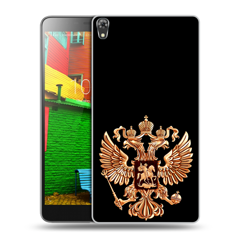 Силиконовый чехол на Lenovo Phab с принтом Герб России золотой Силиконовый чехол на Lenovo Phab с принтом Герб России золотой
