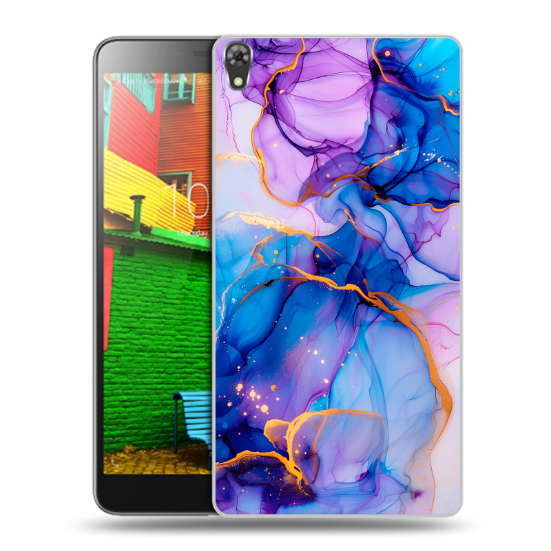 Силиконовый чехол на Lenovo Phab с принтом синий мрамор Силиконовый чехол на Lenovo Phab с принтом синий мрамор