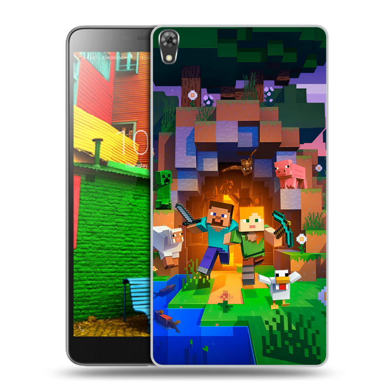 Силиконовый чехол на Lenovo Phab с принтом Майнкрафт Minecraft Силиконовый чехол на Lenovo Phab с принтом Майнкрафт Minecraft