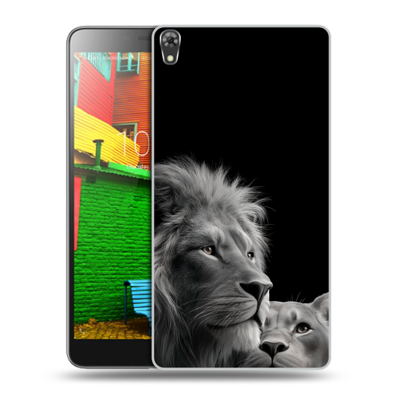 Силиконовый чехол на Lenovo Phab с принтом Лев кошки Силиконовый чехол на Lenovo Phab с принтом Лев кошки