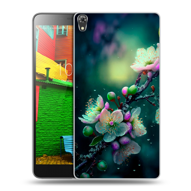 Силиконовый чехол на Lenovo Phab с принтом Цветы и мрамор Силиконовый чехол на Lenovo Phab с принтом Цветы и мрамор
