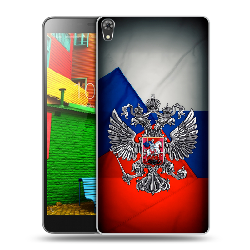 Силиконовый чехол на Lenovo Phab с принтом Флаг России Силиконовый чехол на Lenovo Phab с принтом Флаг России
