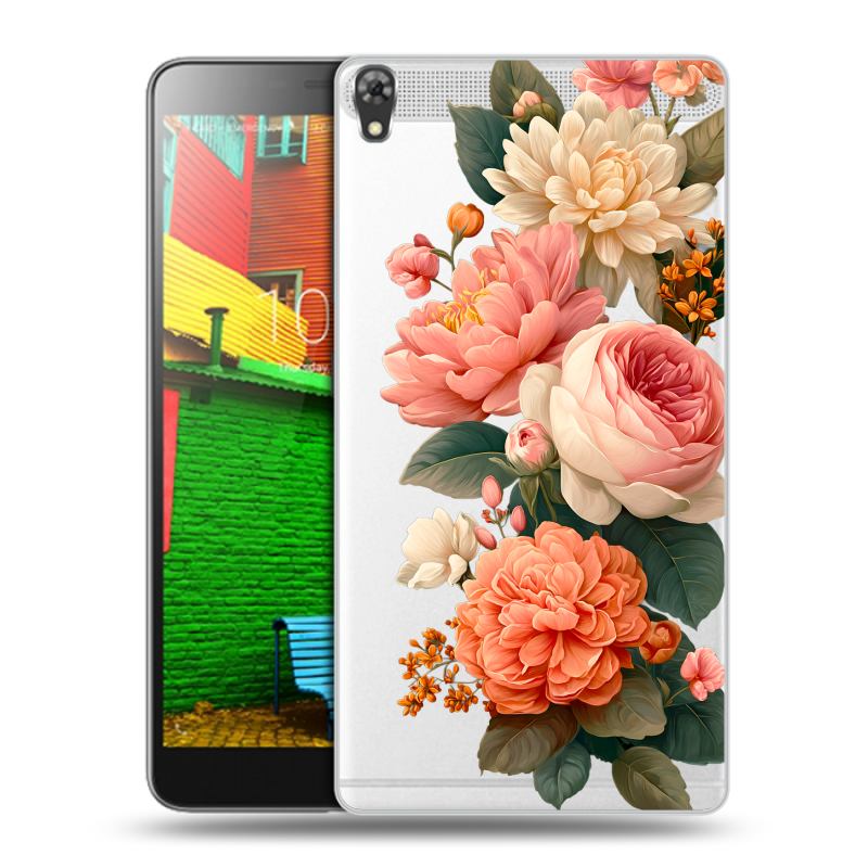 Силиконовый чехол на Lenovo Phab с принтом цветы Силиконовый чехол на Lenovo Phab с принтом цветы