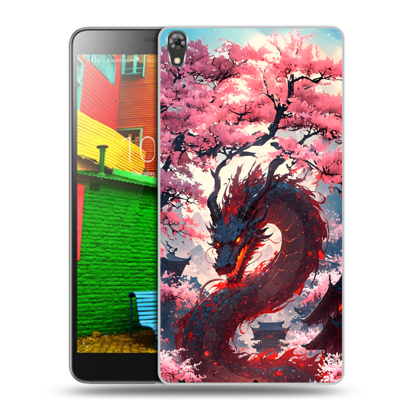 Силиконовый чехол на Lenovo Phab с принтом Дракон Японский Силиконовый чехол на Lenovo Phab с принтом Дракон Японский