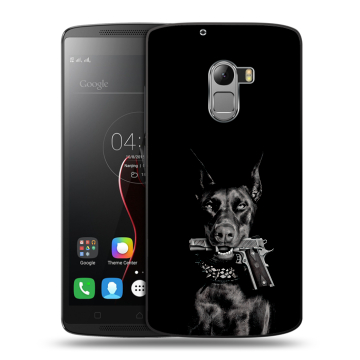 Силиконовый чехол на Lenovo A7010 с принтом Доберман и пистолет Силиконовый чехол на Lenovo A7010 с принтом Доберман и пистолет