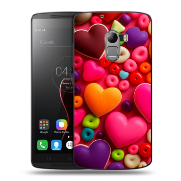 Силиконовый чехол на Lenovo A7010 с принтом Сердечки