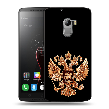 Силиконовый чехол на Lenovo A7010 с принтом Герб России золотой
