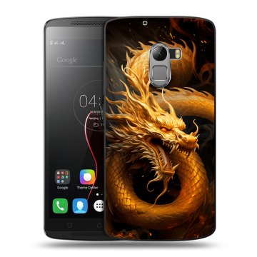 Силиконовый чехол на Lenovo A7010 с принтом Золотой дракон