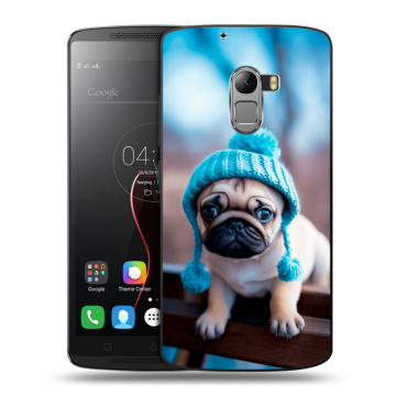 Силиконовый чехол на Lenovo A7010 с принтом Мопс в шапке