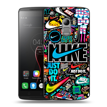 Силиконовый чехол на Lenovo A7010 с принтом найк nike черный