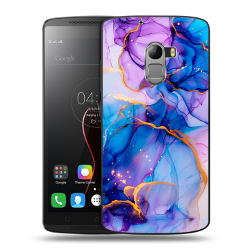 Силиконовый чехол на Lenovo A7010 с принтом синий мрамор