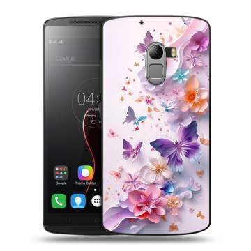 Силиконовый чехол на Lenovo A7010 с принтом цветы бабочки Силиконовый чехол на Lenovo A7010 с принтом цветы бабочки