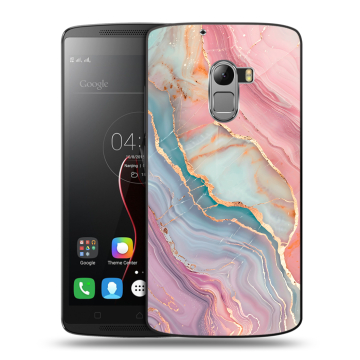 Силиконовый чехол на Lenovo A7010 с принтом розовый мрамор