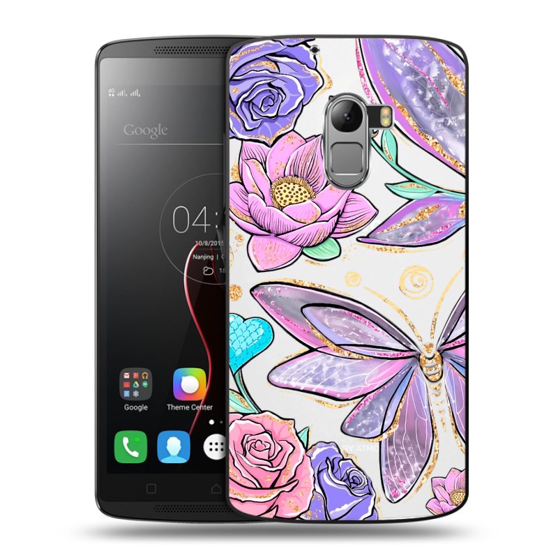 Силиконовый чехол на Lenovo A7010 с принтом Бабочки и цветы Силиконовый чехол на Lenovo A7010 с принтом Бабочки и цветы