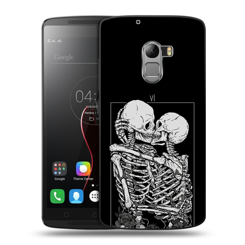 Пластиковый чехол на Lenovo A7010 с принтом Поцелуй скелетов Пластиковый чехол на Lenovo A7010 с принтом Поцелуй скелетов