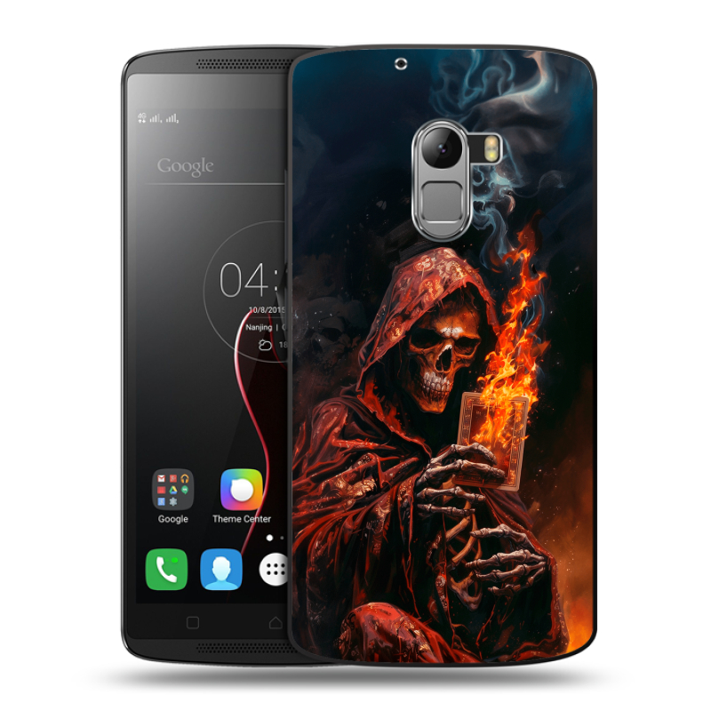 Силиконовый чехол на Lenovo A7010 с принтом Скелет и карты Силиконовый чехол на Lenovo A7010 с принтом Скелет и карты