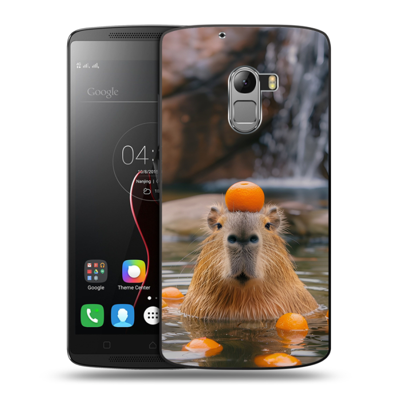 Силиконовый чехол на Lenovo A7010 с принтом Капибара с апельсином Силиконовый чехол на Lenovo A7010 с принтом Капибара с апельсином