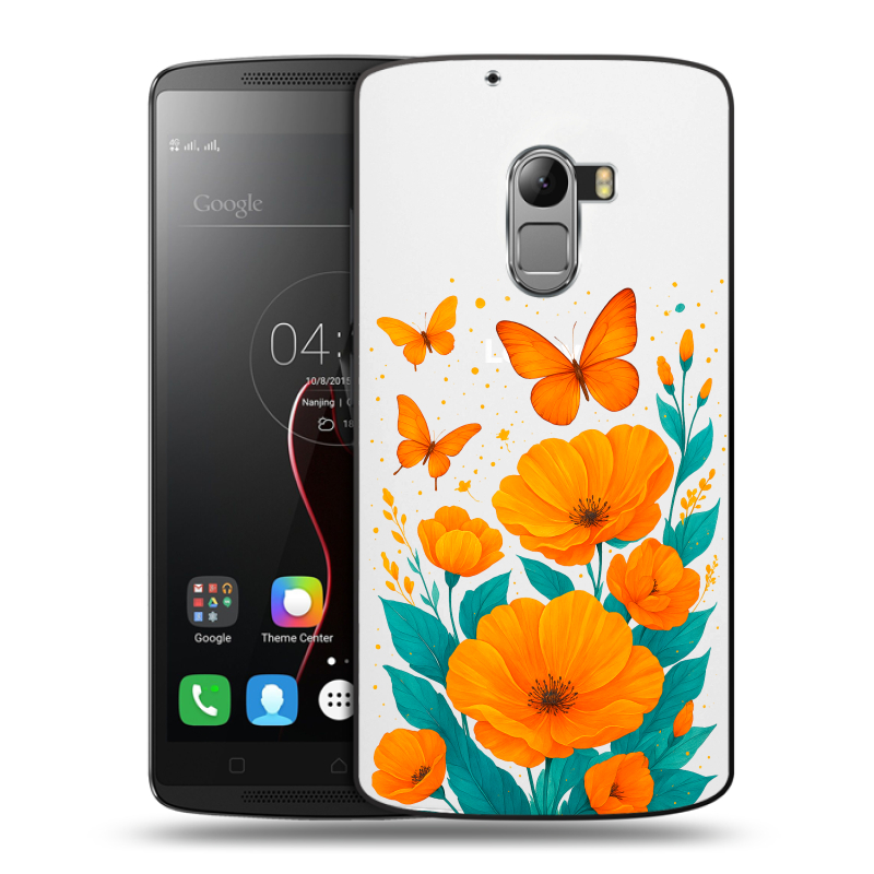 Пластиковый чехол на Lenovo A7010 с принтом цветы бабочки Пластиковый чехол на Lenovo A7010 с принтом цветы бабочки