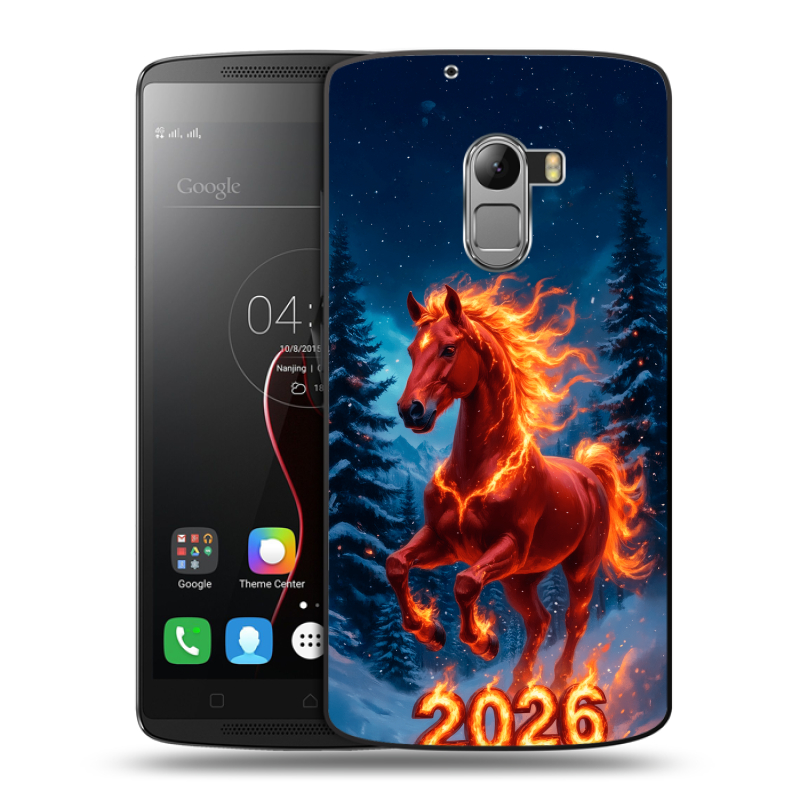 Силиконовый чехол на Lenovo A7010 с принтом Новый год коня Силиконовый чехол на Lenovo A7010 с принтом Новый год коня