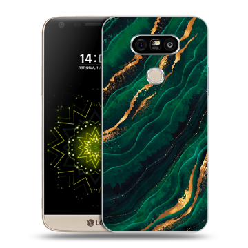 Пластиковый чехол на LG G5 с принтом Мрамор зеленое золото Пластиковый чехол на LG G5 с принтом Мрамор зеленое золото