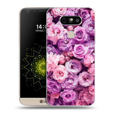 Пластиковый чехол на LG G5 с принтом лавандовые розы Пластиковый чехол на LG G5 с принтом лавандовые розы