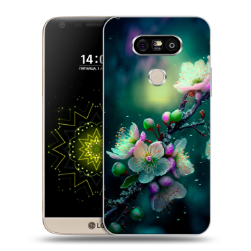 Пластиковый чехол на LG G5 с принтом Цветы и мрамор Пластиковый чехол на LG G5 с принтом Цветы и мрамор