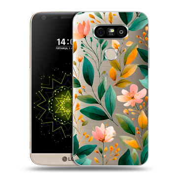 Пластиковый чехол на LG G5 с принтом Цветы паттерн Пластиковый чехол на LG G5 с принтом Цветы паттерн