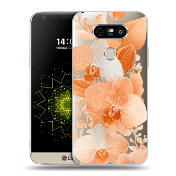 Пластиковый чехол на LG G5 с принтом Бежевые цветы Пластиковый чехол на LG G5 с принтом Бежевые цветы