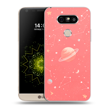 Пластиковый чехол на LG G5 с принтом Розовый космос Пластиковый чехол на LG G5 с принтом Розовый космос