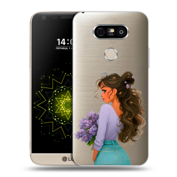 Пластиковый чехол на LG G5 с принтом девушка цветы Пластиковый чехол на LG G5 с принтом девушка цветы