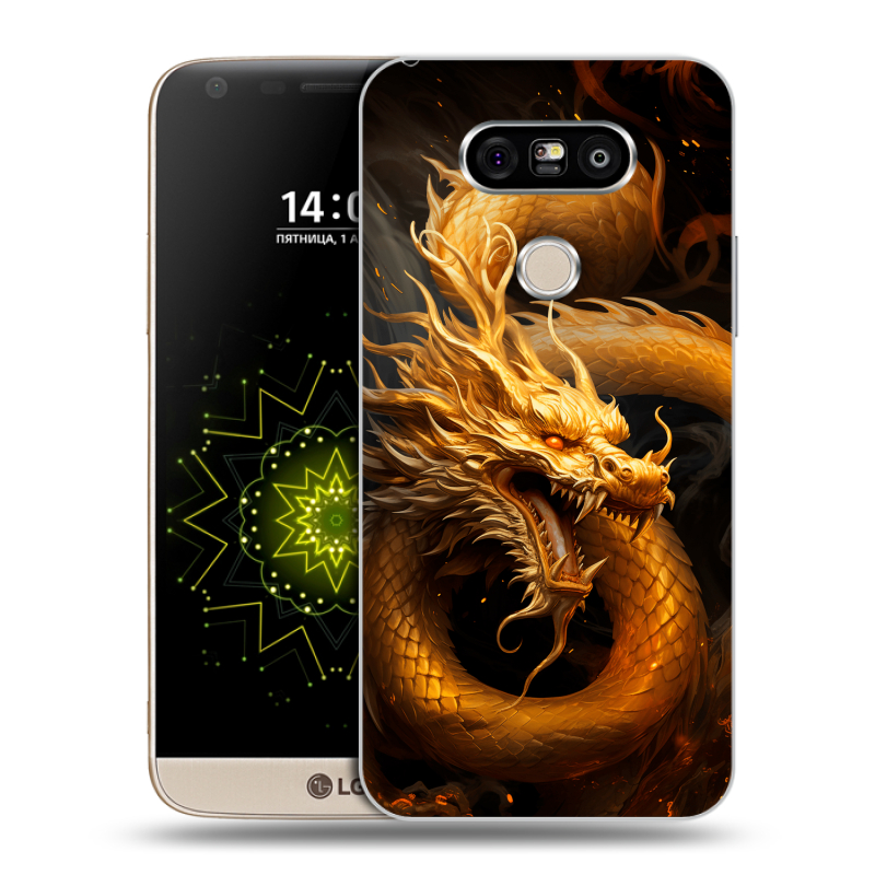 Пластиковый чехол на LG G5 с принтом Золотой дракон Пластиковый чехол на LG G5 с принтом Золотой дракон