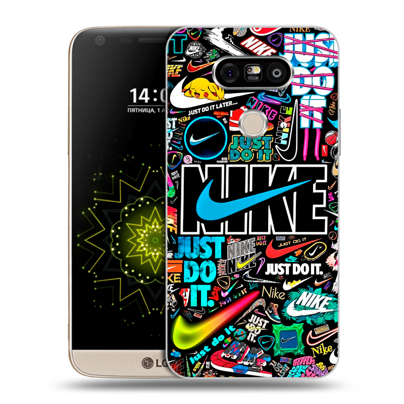 Пластиковый чехол на LG G5 с принтом найк nike черный Пластиковый чехол на LG G5 с принтом найк nike черный
