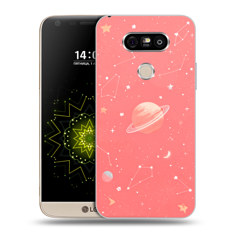 Пластиковый чехол на LG G5 с принтом Розовый космос Пластиковый чехол на LG G5 с принтом Розовый космос