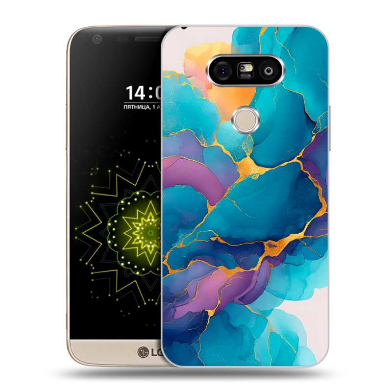 Пластиковый чехол на LG G5 с принтом Мрамор блестки Пластиковый чехол на LG G5 с принтом Мрамор блестки
