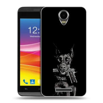 Силиконовый чехол на Micromax Canvas Power с принтом Доберман и пистолет Силиконовый чехол на Micromax Canvas Power с принтом Доберман и пистолет