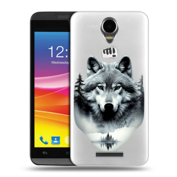 Силиконовый чехол на Micromax Canvas Power с принтом Волк в лесу Силиконовый чехол на Micromax Canvas Power с принтом Волк в лесу