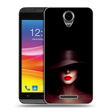Силиконовый чехол на Micromax Canvas Power с принтом Девушка в шляпе