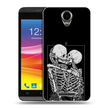 Силиконовый чехол на Micromax Canvas Power с принтом Поцелуй скелетов