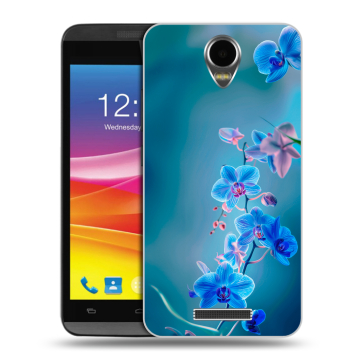 Силиконовый чехол на Micromax Canvas Power с принтом Голубые цветы