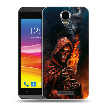 Силиконовый чехол на Micromax Canvas Power с принтом Скелет и карты Силиконовый чехол на Micromax Canvas Power с принтом Скелет и карты